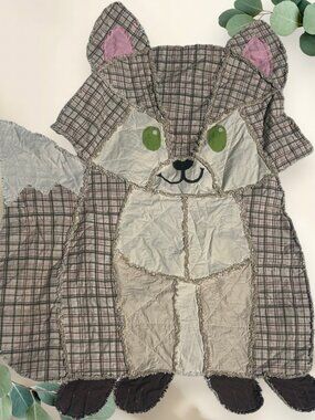 Handmade Plaid Print Fox Shaped Rag Blanket